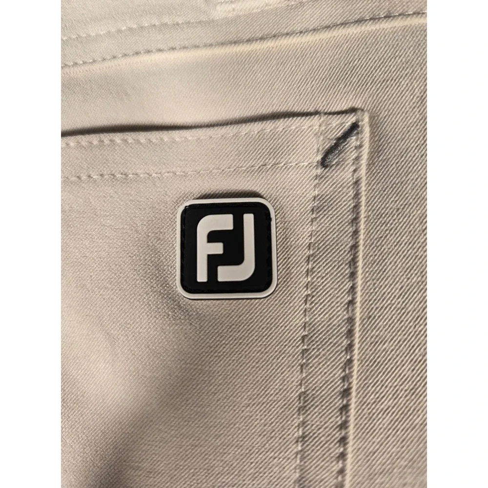 FootJoy Mens Athletic Fit Golf Pants Beige Stone 5-Pocket Performance 35x30